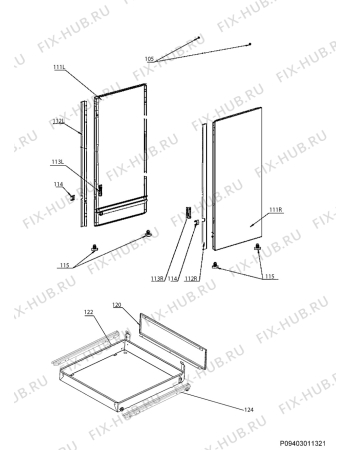 Взрыв-схема плиты (духовки) Electrolux EKC513515X - Схема узла Housing 001